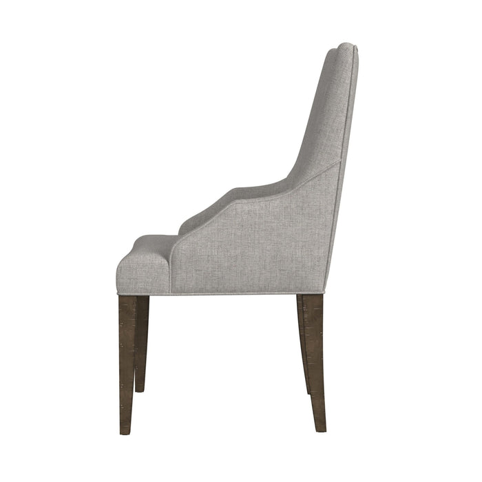 Yellowstone Dining Host Chair with Grey Fabric in Medium Brown (2 Per Carton) - In Home Furniture (San Antonio, TX)
