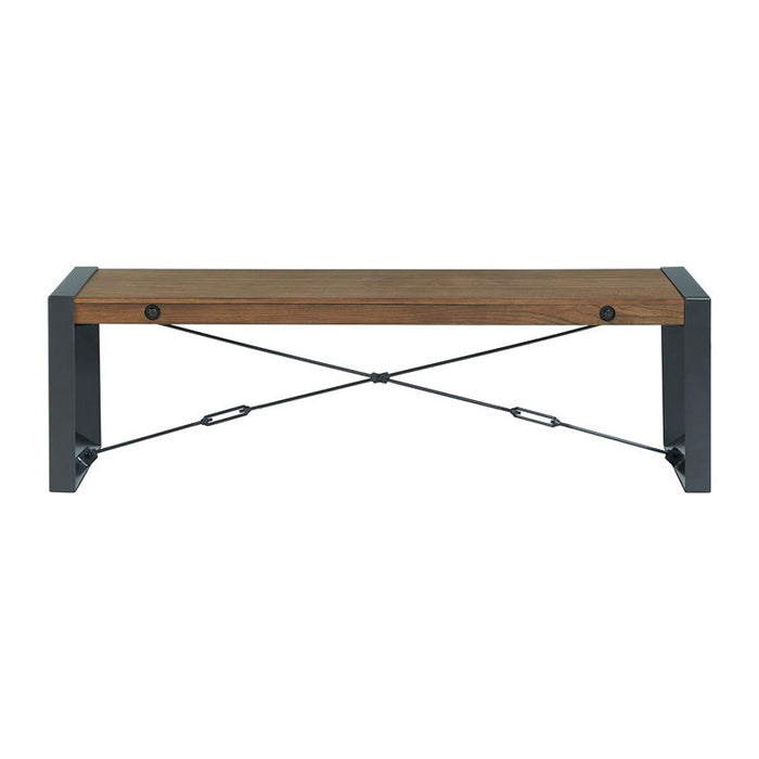 Elements International Industrial Bench in Gunmetal and Brown