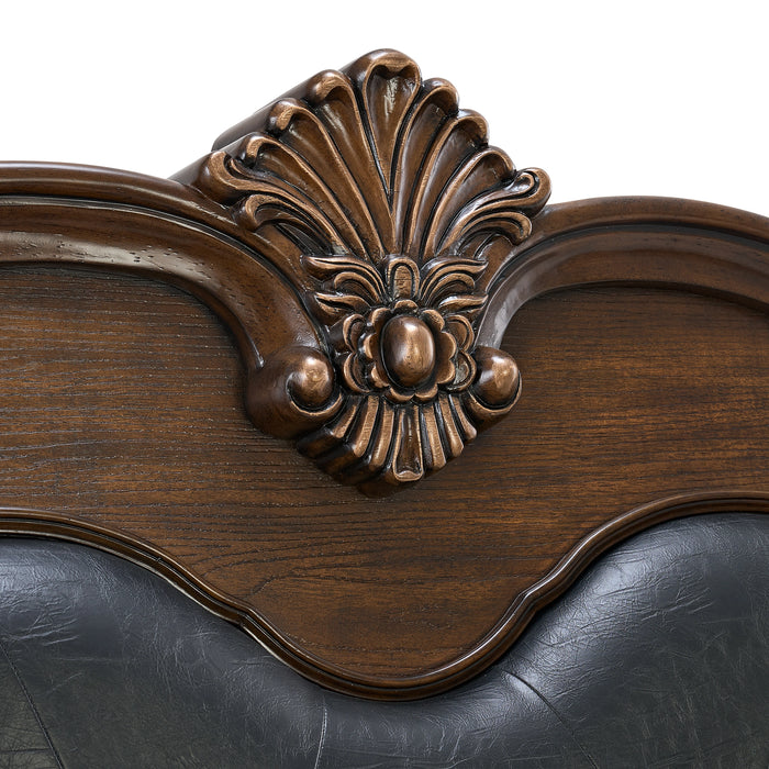 Cadenza UPH Bed with Black PU in Brown