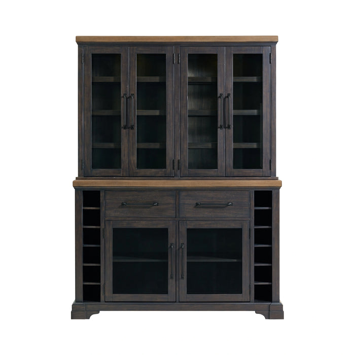 Montrose Server and Hutch with LED Light in Espresso and Brown