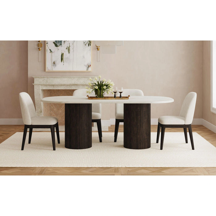 Sylvie Oval Dining Table with White Faux Marble Top