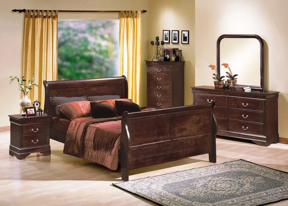 Crown Mark Furniture Louis Philip Twin Bed in Dark Cherry