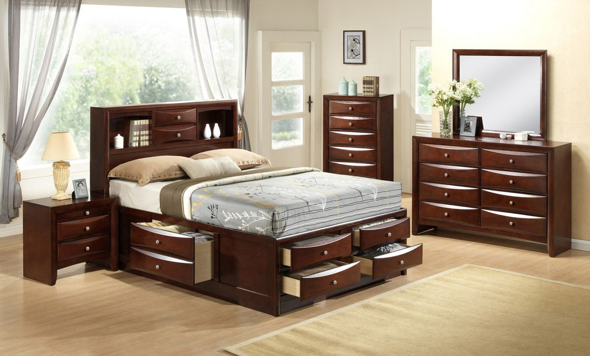 Crown Mark Furniture Emily Captain's King Bed in Rich Cherry