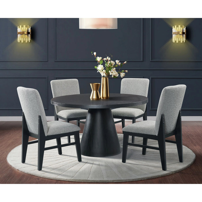 Portland Side Chair with Grey Fabric (PGY1113-4) in Black (2 Per Carton)