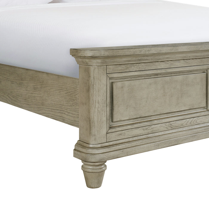 Whit-Ash Panel Bedroom Set with Door Chest in Light Grey