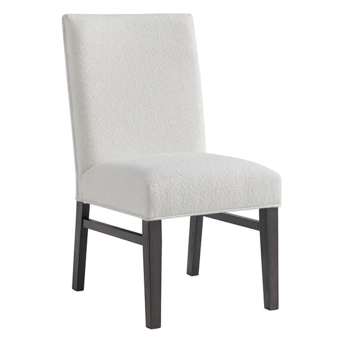 Elements International Breckenridge Dining Side Chair With Boucle Snow (Set of 2) in Black