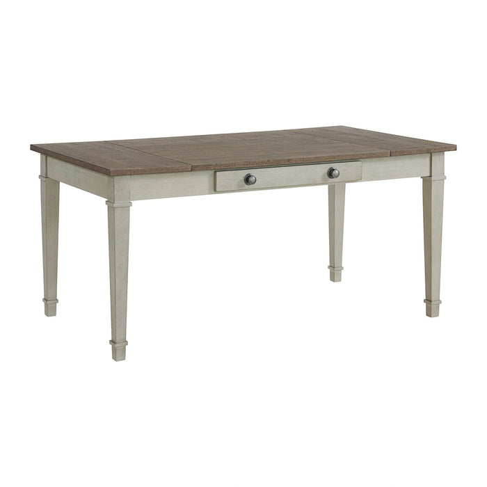 Farmington Standard Height Dining Set in Medium Brown and Washed Stone-Rectangular Table and Four Chairs