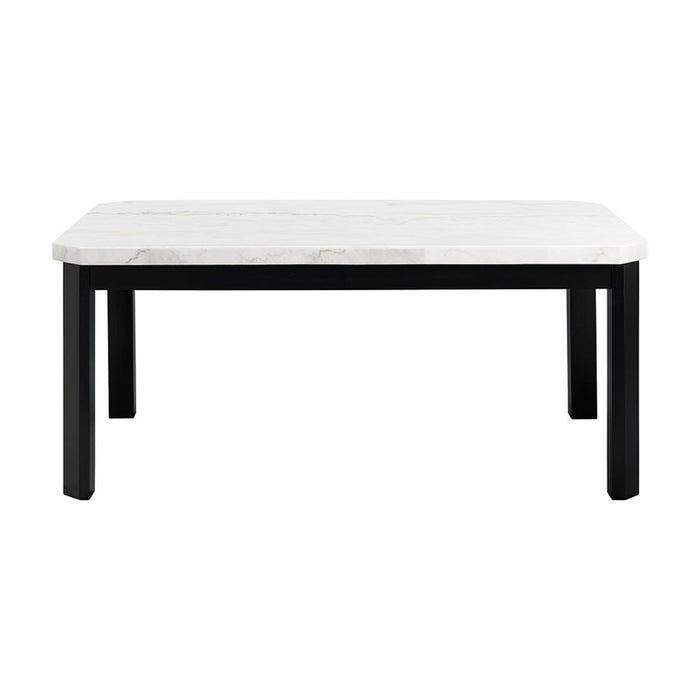 Elements International Francesca Rectangular Dining Table in White and Black