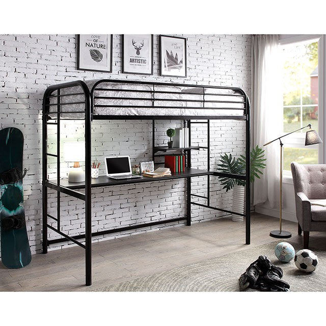 Opal Iii Black & Silver Twin Loft Bed
