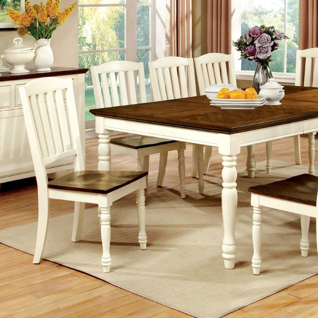 HARRISBURG Vintage White/Dark Oak Dining Table w/ 18" Butterfly Leaf image