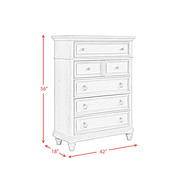 Whit-Ash Bedroom Set with 2 Nightstands in Light Grey