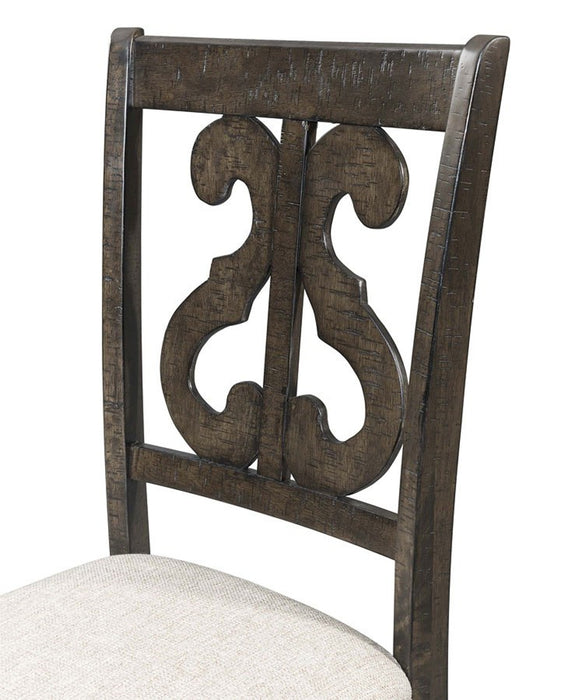 Elements International Stone Swirl Back Side Chair (Set of 2) in Cream/Dark Ash