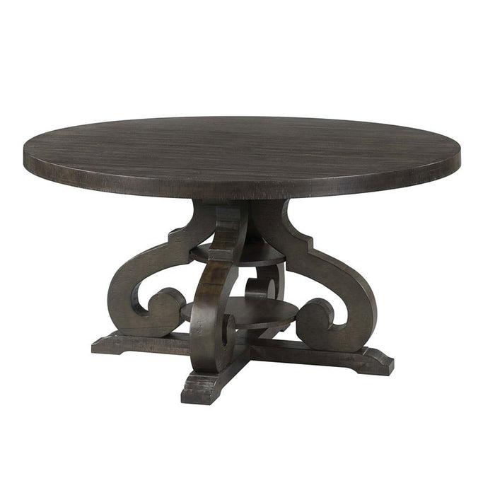Elements International Stone Round Dining Table in Dark Ash