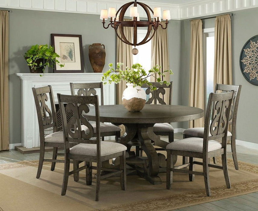 Elements International Stone Round Dining Table in Grey