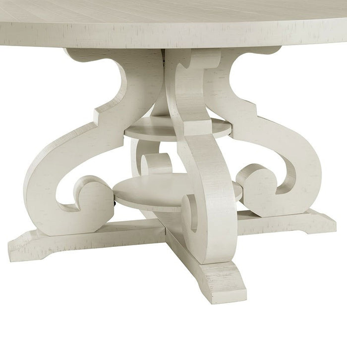 Elements International Stone Round Dining Table in White