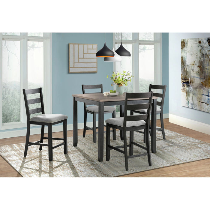 Martin Counter Side Chair with Grey Fabric - Black Finish (2 Per Carton)