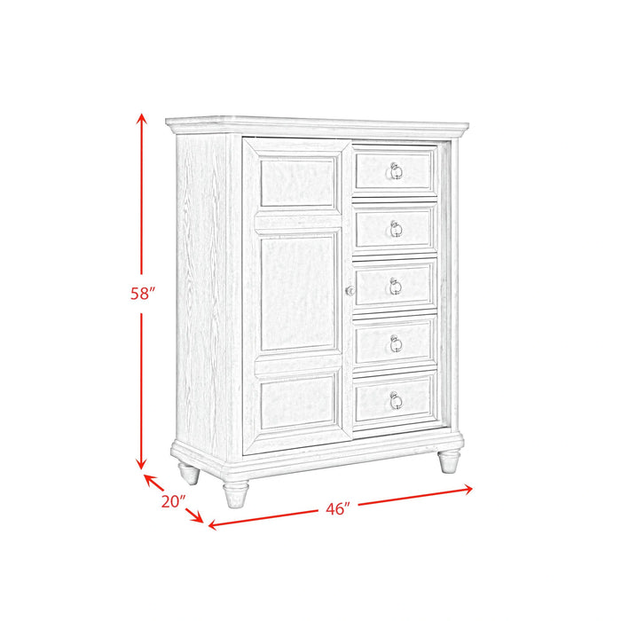 Whit-Ash Panel Bedroom Set with Door Chest in Light Grey