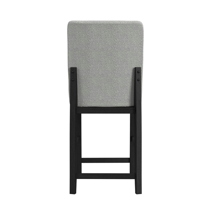 Portland Square Back Barstool with Grey Fabric in Black (2 Per Carton)