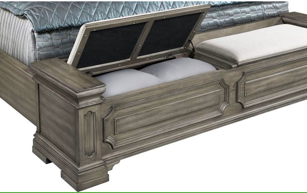 Elements International Kings Court Queen Storage Bed in Grey