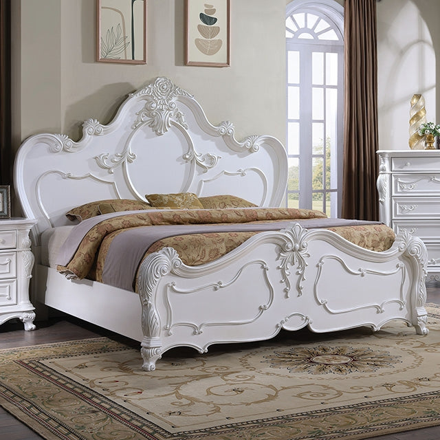 Roselli E.King & Queen Bed White & Chrome