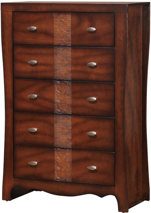 Elements International Jenny 5 Drawers Chest in Medium Espresso Lacquer image