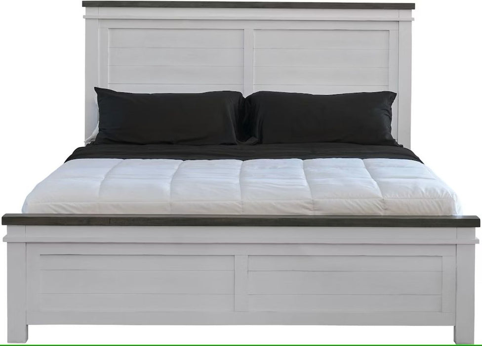 Elements International Madison King Panel Bed in White