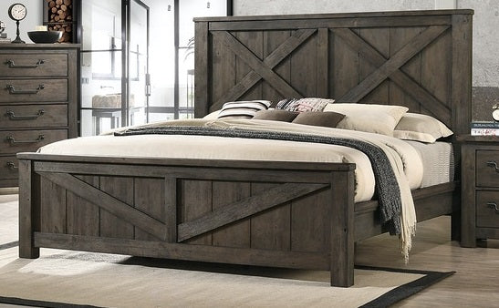 Elements International Maverick King Panel Bed in Dark Brown MV500KB