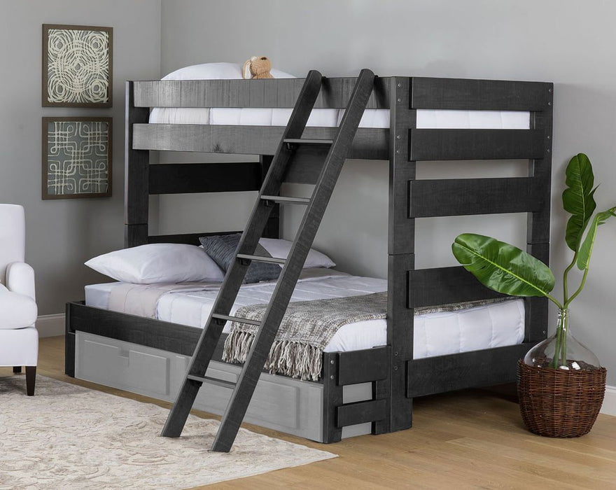 Elements International Vista Twin over Full Bunk Bed with Ladder in Grey image