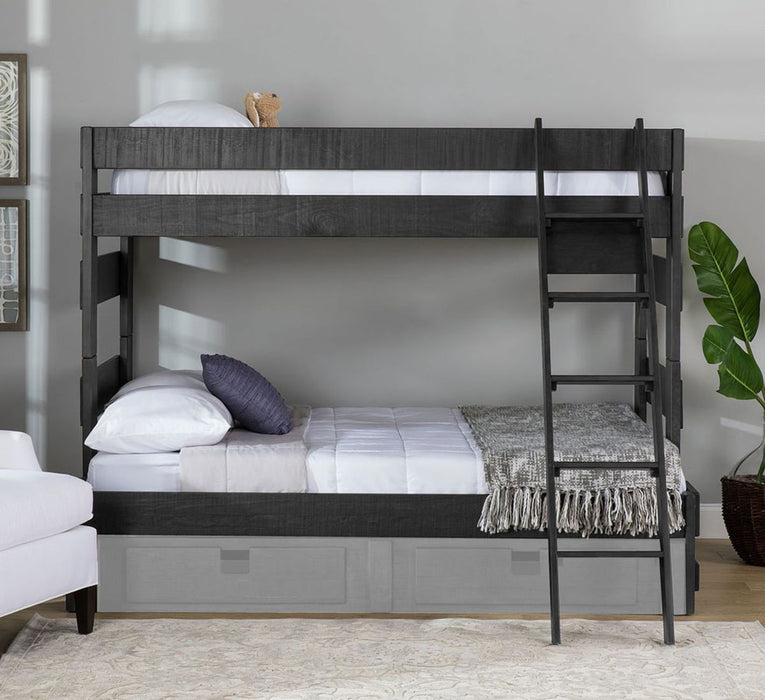 Elements International Vista Twin over Full Bunk Bed with Ladder in Grey