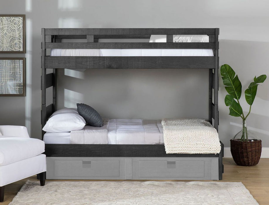 Elements International Vista High Top Twin over Full Bunk Bed with Ladder in Grey