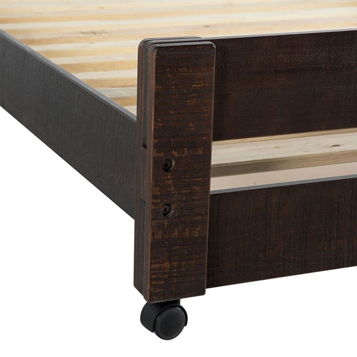 Elements International Vista Twin over Full Basic Loft Bed with Desk in Brown