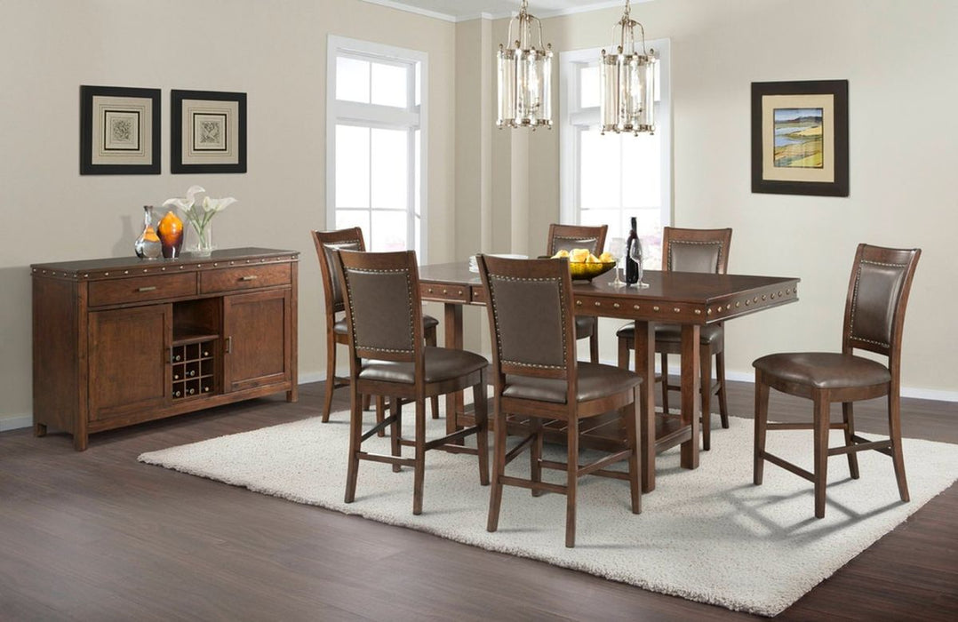Elements International Prescott Counter Height Dining Table in Walnut