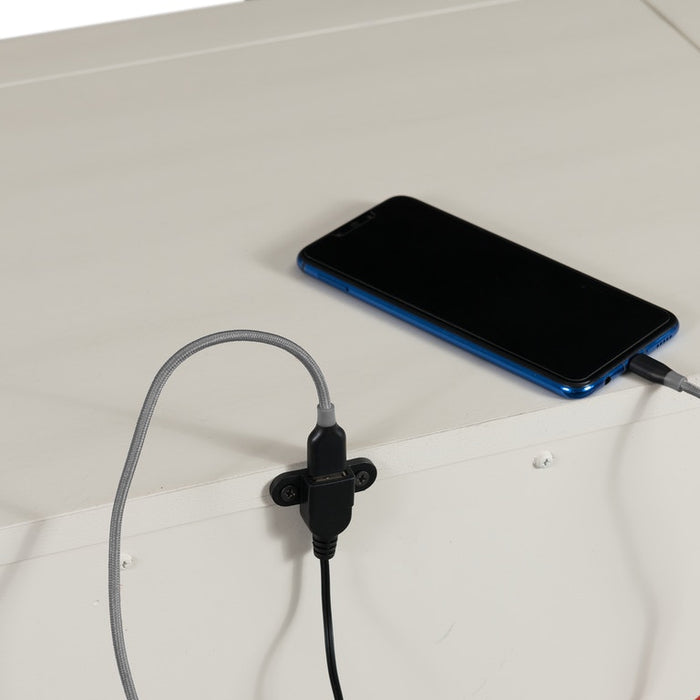 Elements International Slater 3 Drawer Nightstand with USB Port in White