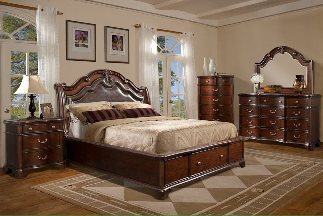 Elements International Tabasco Queen Storage Bed in NC Cherry Lacquer