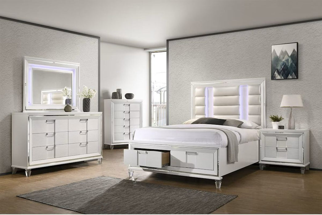 Elements International Twenty Nine King Platform Storage Bed in White